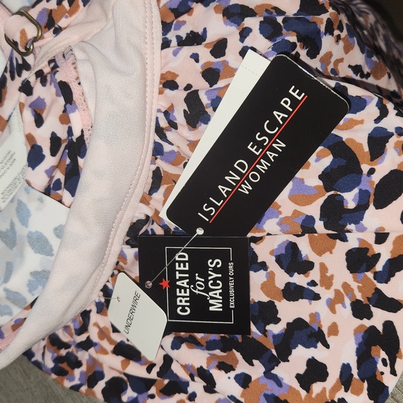 ISLAND ESCAPE TANKINI TOP SIZE 20W PINK PURPLE BLACK CHEETAH PRINT NRE WITH TAG - Picture 7 of 9
